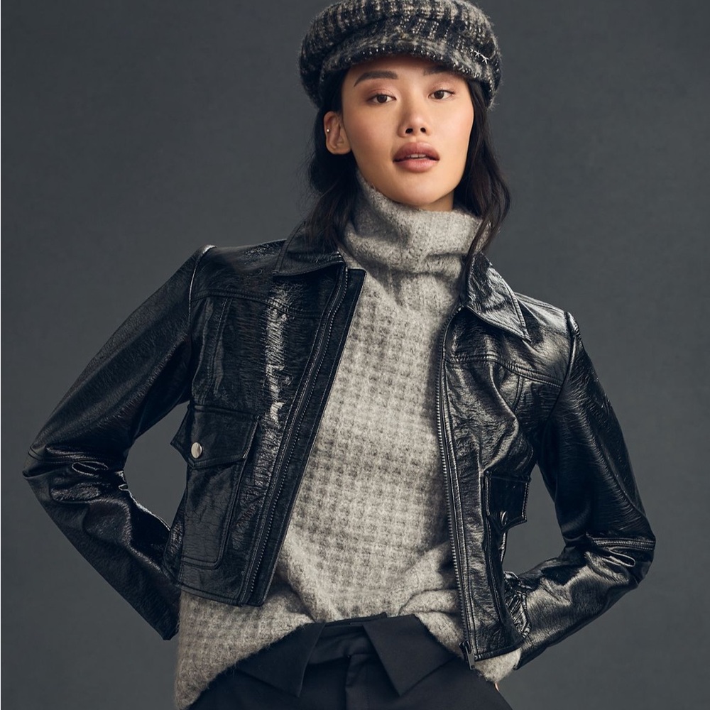 Maeve by Anthropologie Faux Leather Crop Jacket